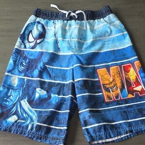 Marvel Blue Superhero Boy's Graphic Swim Trunks